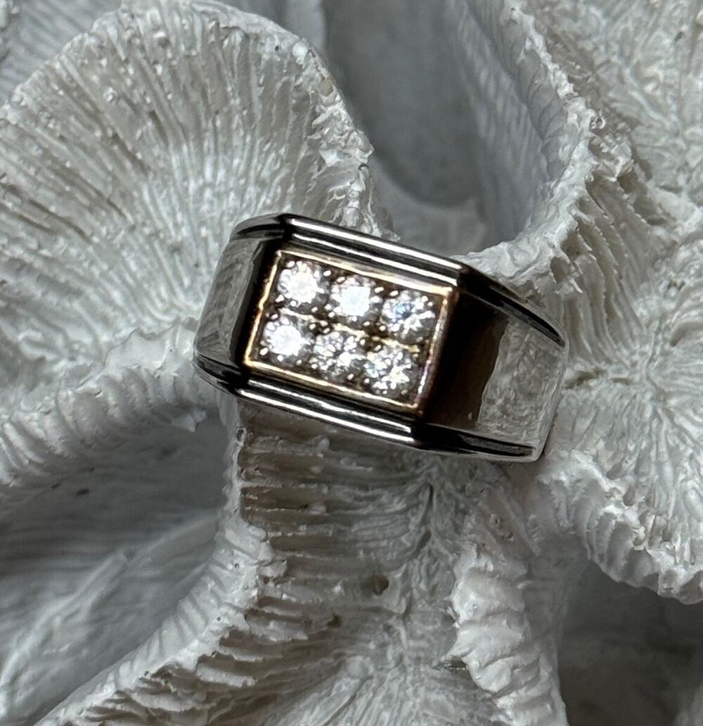 925 Sterling Silver CZ Men'S Ring Size 9.5